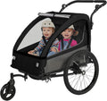 2-in-1 Kids Bike Trailer and Stroller with Suspension – Bike Trailer for 1 to 2 Children, Jogging Function, Foldable