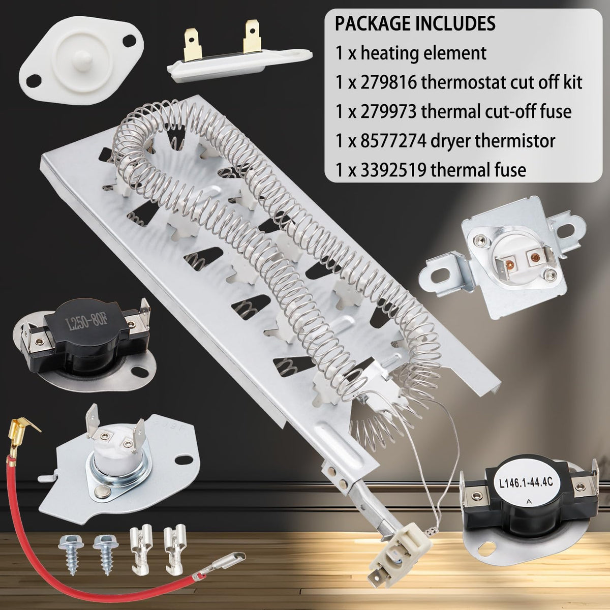 WED5100HW2 WED5100HC2 WED5100HW1 Dryer Heating Element Kit for Whirlpool