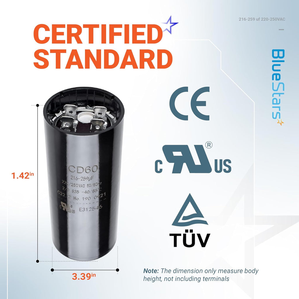 [Original Version] BlueStars 216-259 uF MFD 220-250 VAC Motor Capacitor