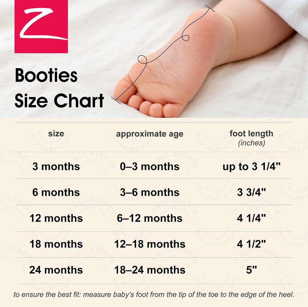 Unisex Organic Cotton Baby Booties, Stay-On and Non-Slip, Newborn to Toddler