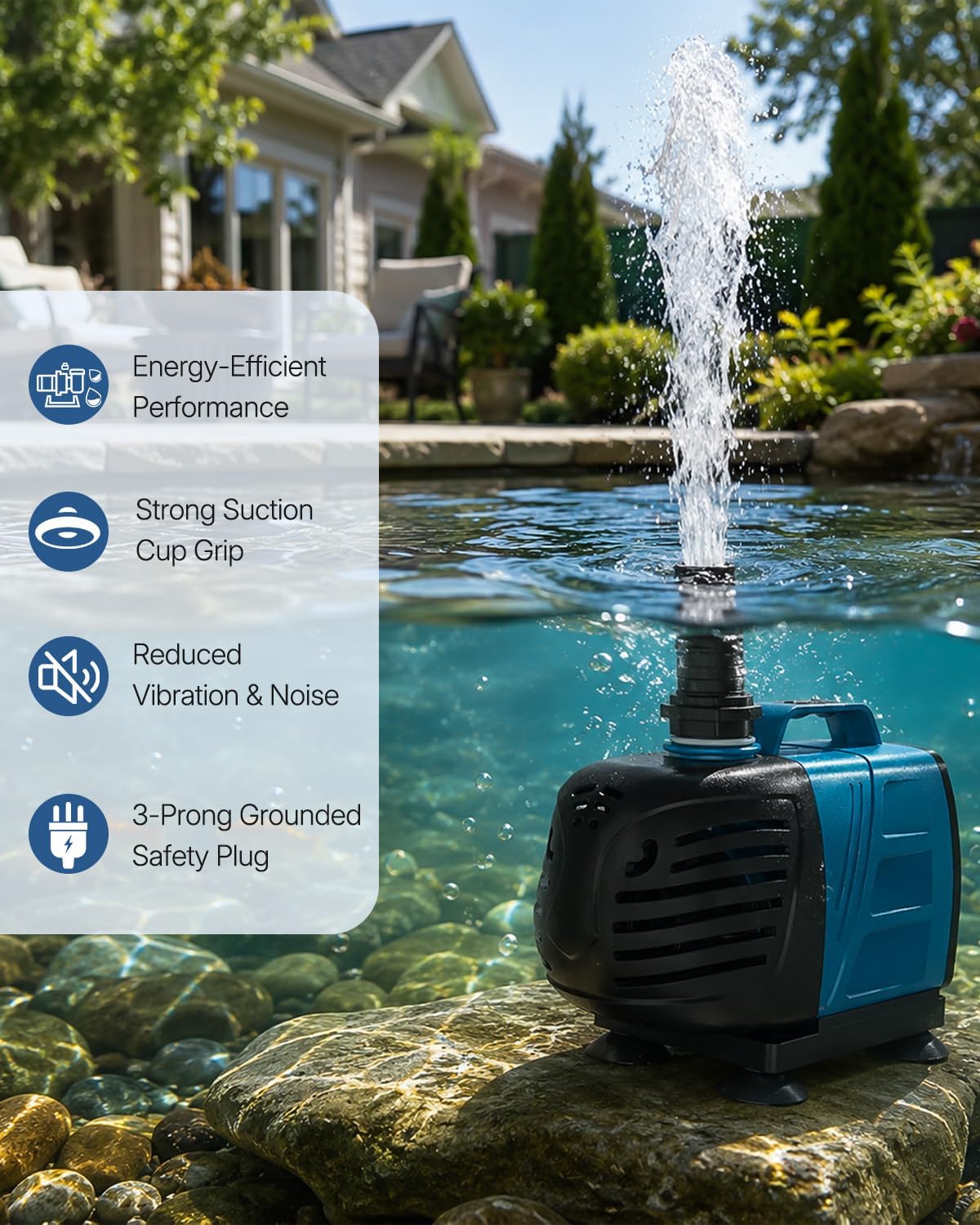 1000 GPH Submersible Water Pump, 80 W Aquarium Pump