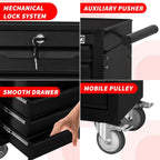 Rolling Tool Chest, 7-Drawer Small Tool Cabinet, Metal Tool Box with Wheels & Locking System, Ergonomic Push-Pull