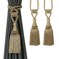 2 Pack Tassel Curtain Tiebacks Handmade Holdbacks (Gold)
