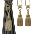 2 Pack Tassel Curtain Tiebacks Handmade Holdbacks (Gold)
