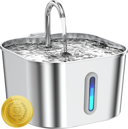 Cat Water Fountain Stainless Steel, 74oz/2.2L Pet Fountain