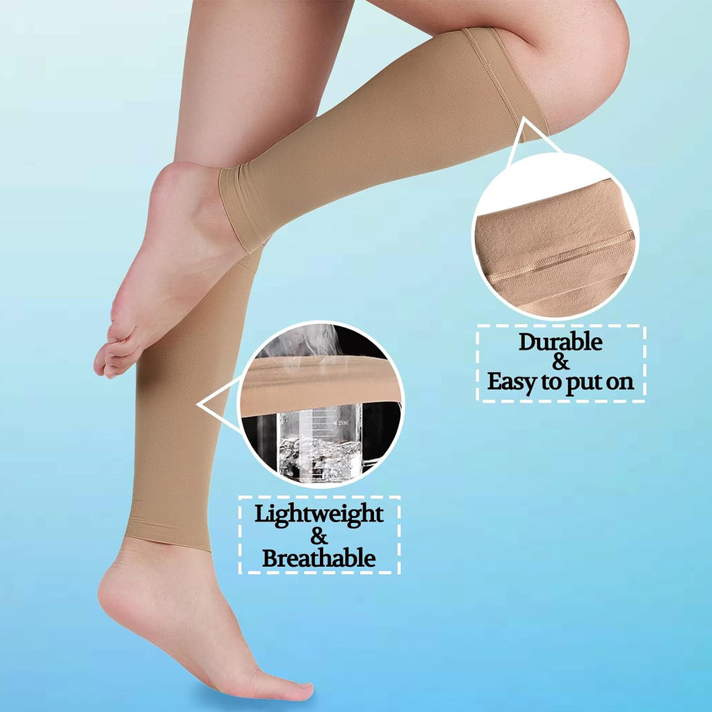20-30 mmHg Medical Calf Compression Sleeve for Women and Men Lightweight Footless Socks for Travel Flight Daily Comfort