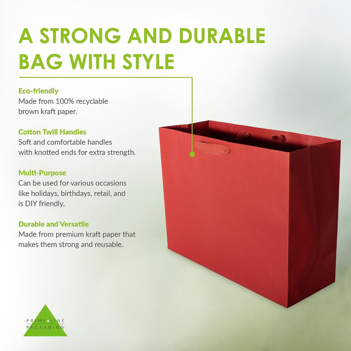 Large Red Gift Bags with Handles, 16x6x12 in, 50 Pack