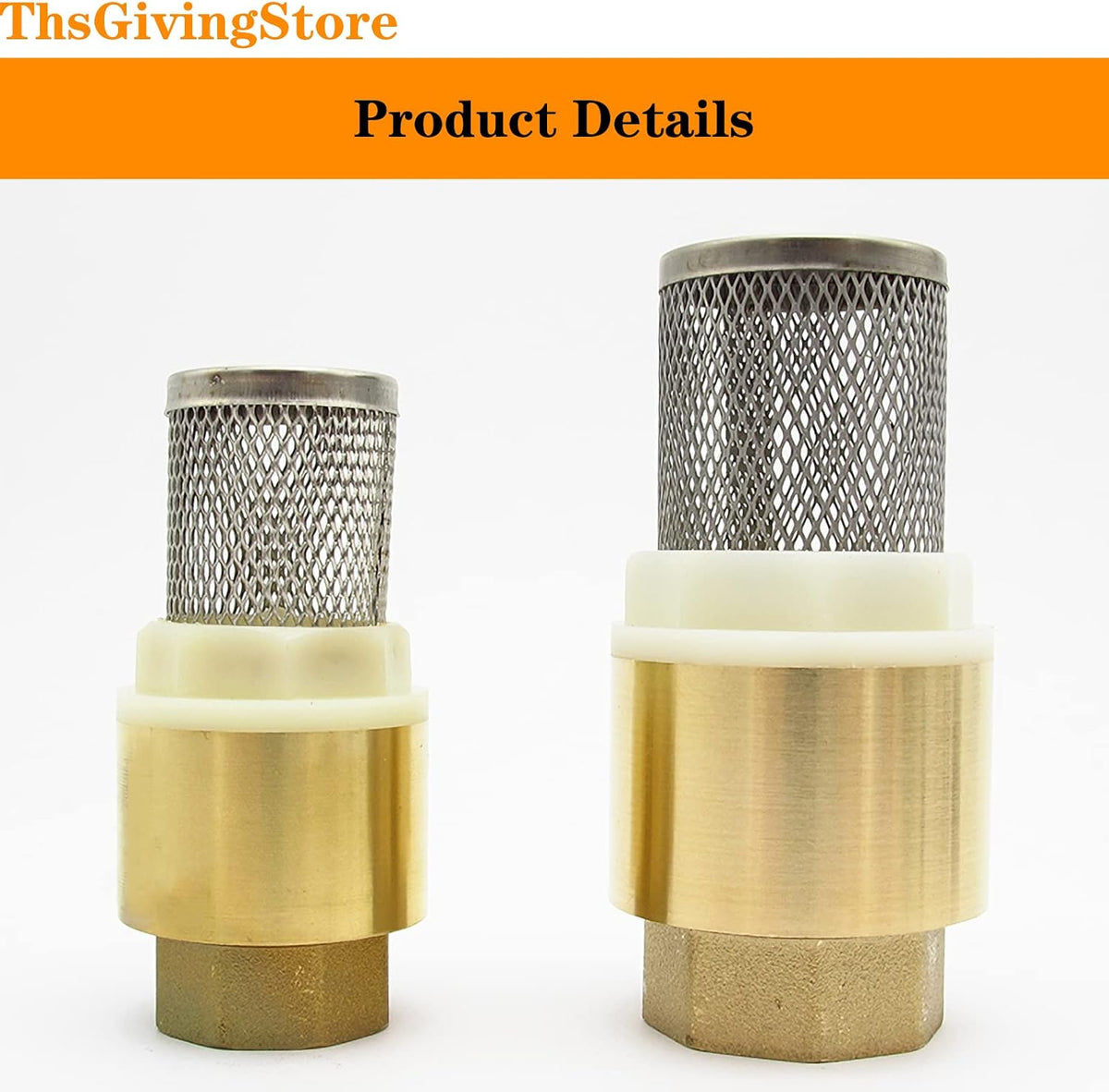 New 1/2" DN15 Female Thread Bottom Valve, Brass one-Way Check Valve, Water Pump Foot Valve with Filter 1PCS (DN15-1/2")