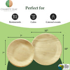 25-Pack 10" Round & 25-Pack 7" Round Disposable Bamboo Plates | Perfect for Parties, Weddings, and Catering Events