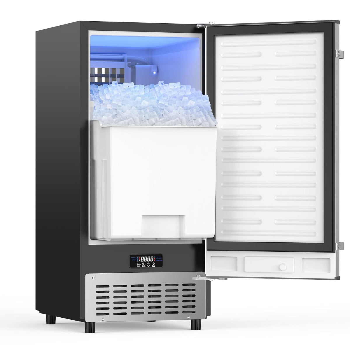 Ice Maker Under Counter 120lbs/day with 40lbs Storage, Outdoor Built-in Ice Maker Machine, Stainless Steel