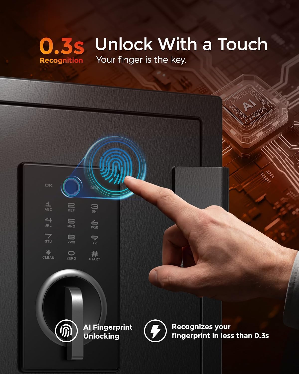 Fireproof Safe, 2.0 Cubic Feet Biometric Fingerprint Fire Proof Safes Box for Home Documents Money, Digital Touchpad