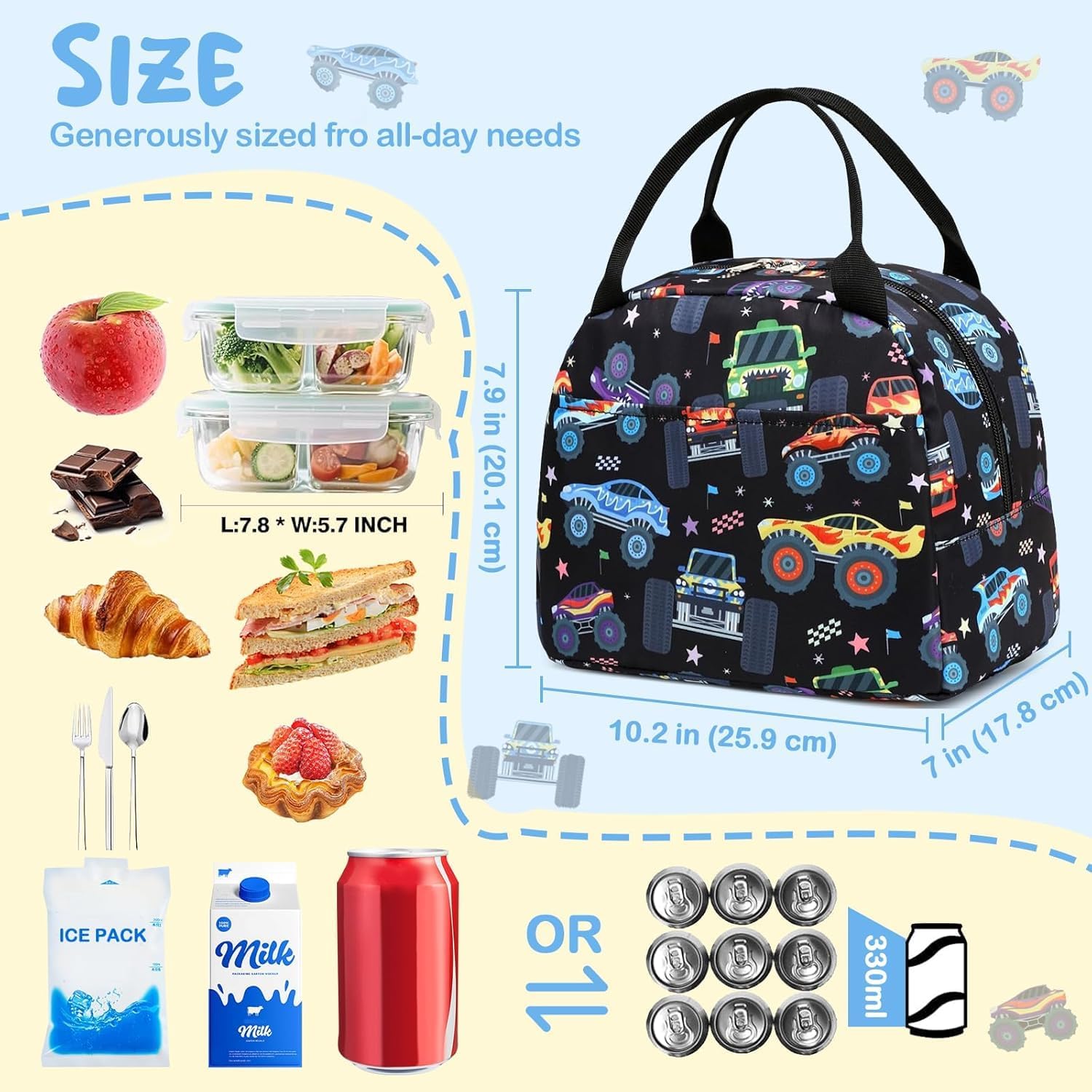 kids lunch bag Cute Insulated lunch box for Boys & Girls Leakproof loncheras for school