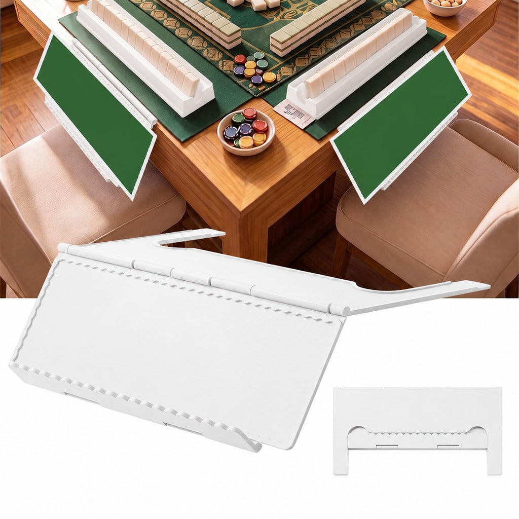 3D Printed Mahjong Card Holder for Table, White, Wavy Style
