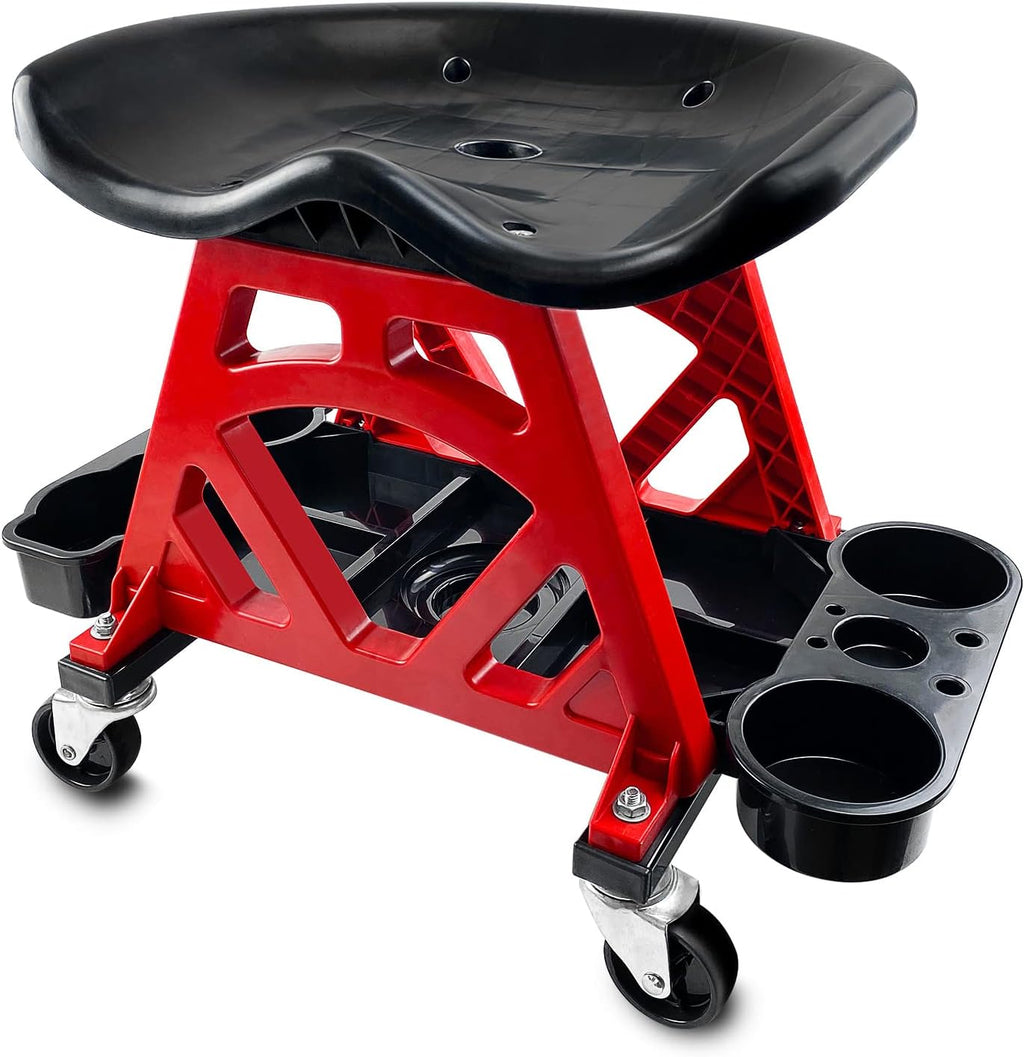 Durable Mechanic Stool Chair with Wheels, Heavy Duty Garage Shop Stool On Wheels, Rolling Stool Car Detailing Creeper