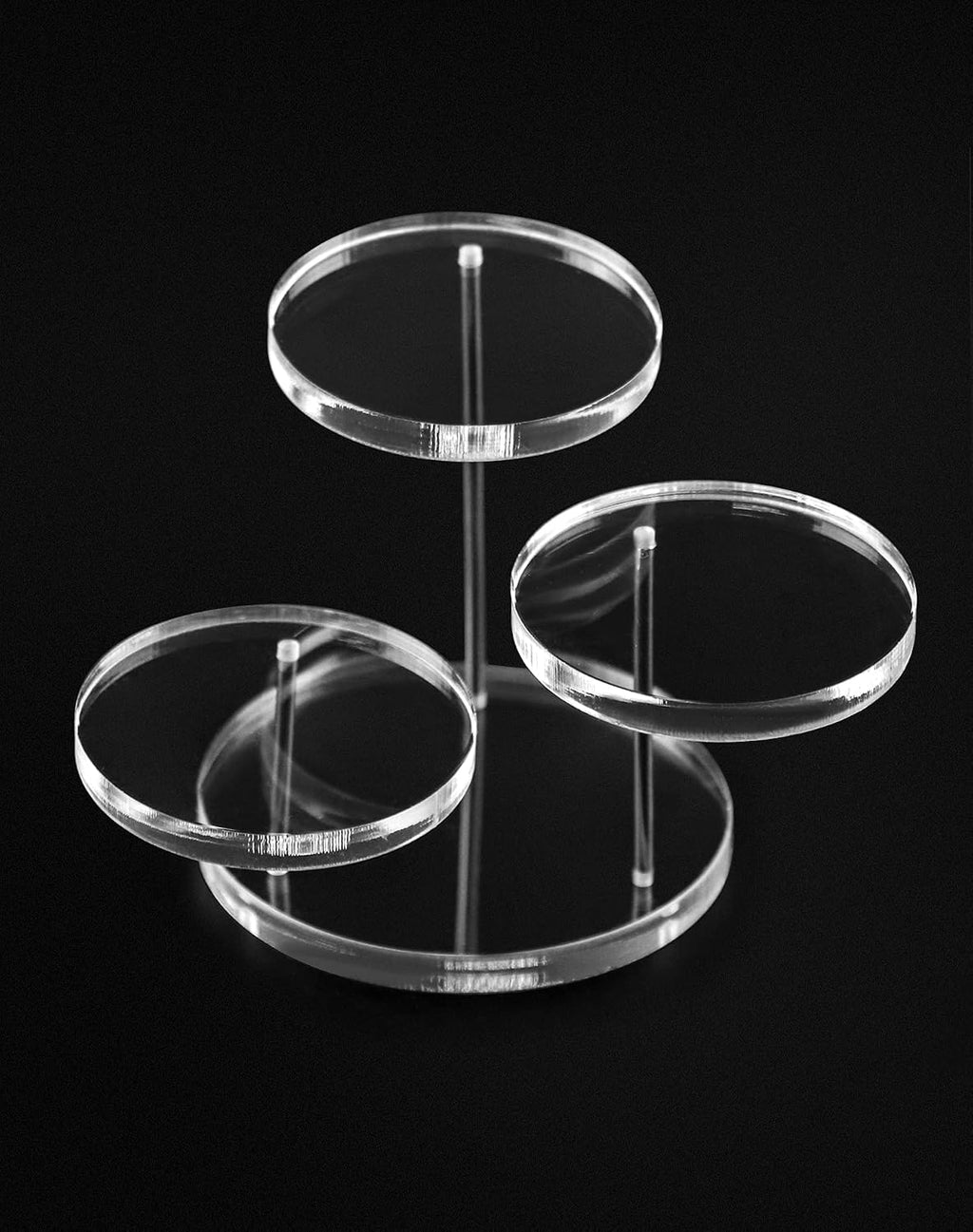 Round Acrylic Products Display Riser Stands, 3 Tier Jewelry Display Stands for Rings Earrings,Mini Figurines, Clear