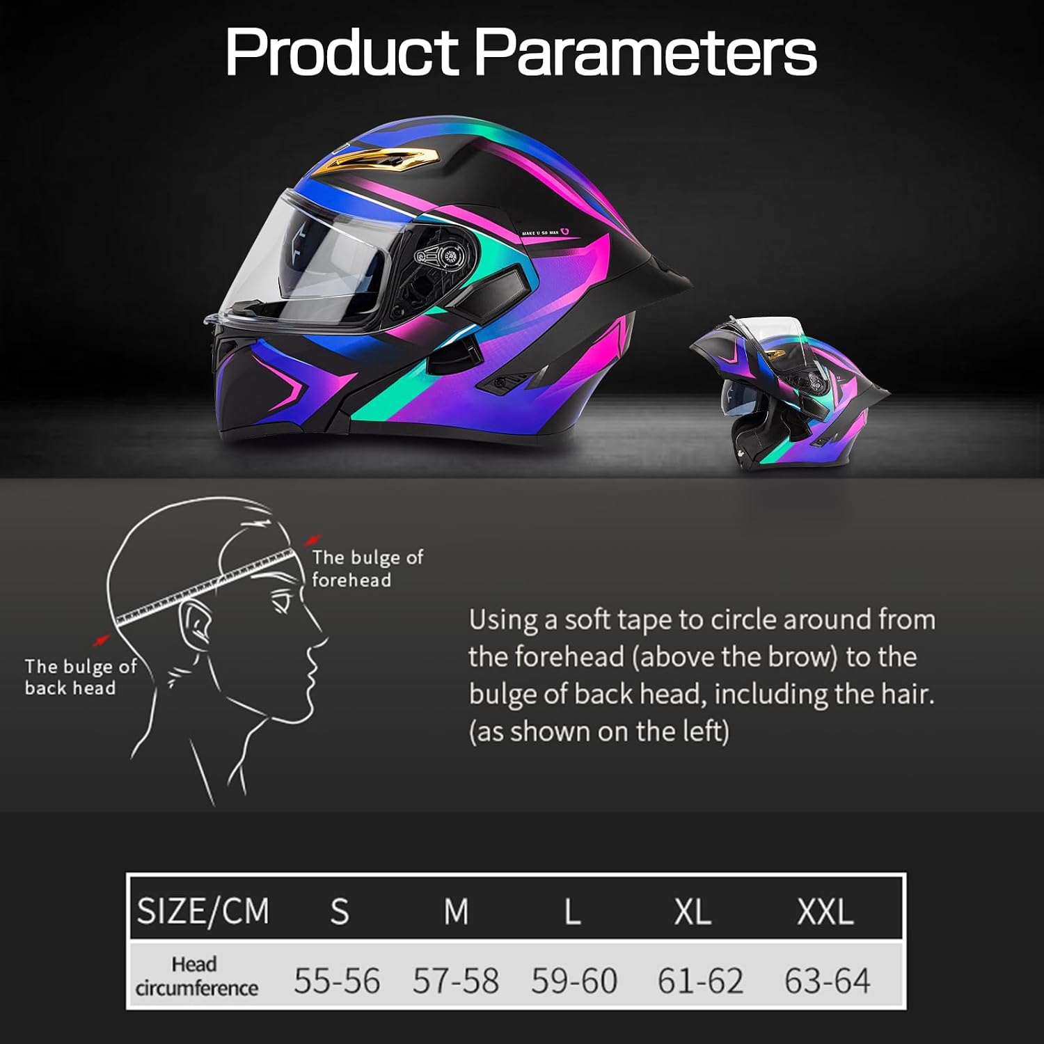 Bluetooth Modular Motorcycle Helmet DOT Certified Flip Up Full Face Integrated Anti-Fog Dual Mask Helmet Street