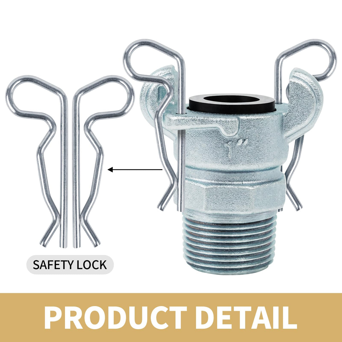 ChillWaves Iron Air Hose Fitting, 1" NPT Male 2 Lug Universal Coupling, Chicago Fitting(2-PACK)