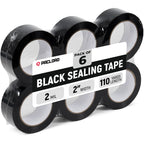 2" x 110 Yards Black Packing Tape, 6 Rolls