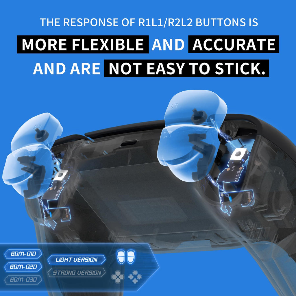 eXtremeRate Micro Switch - Light Version Tactile Clicky Hair Trigger Kit V2 for PS5 Controller BDM-010 020 Shoulder Buttons, Ergonomic Micro Switches L2R2 Tactile L1R1 Mouse Click for PS5 Controller