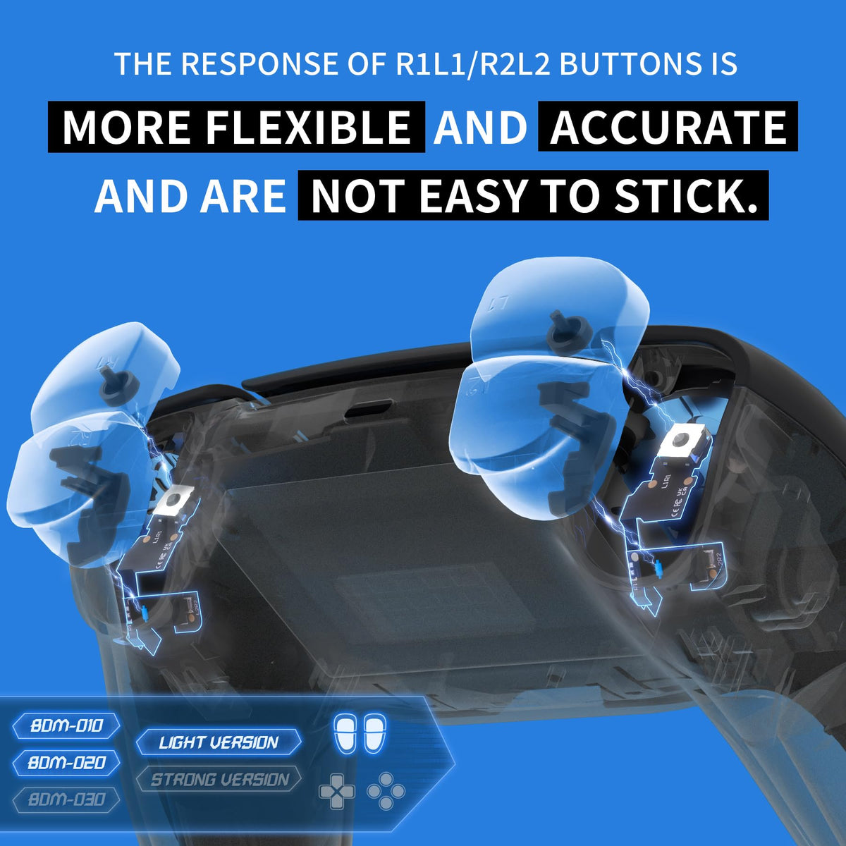 eXtremeRate Micro Switch - Light Version Tactile Clicky Hair Trigger Kit V2 for PS5 Controller BDM-010 020 Shoulder Buttons, Ergonomic Micro Switches L2R2 Tactile L1R1 Mouse Click for PS5 Controller