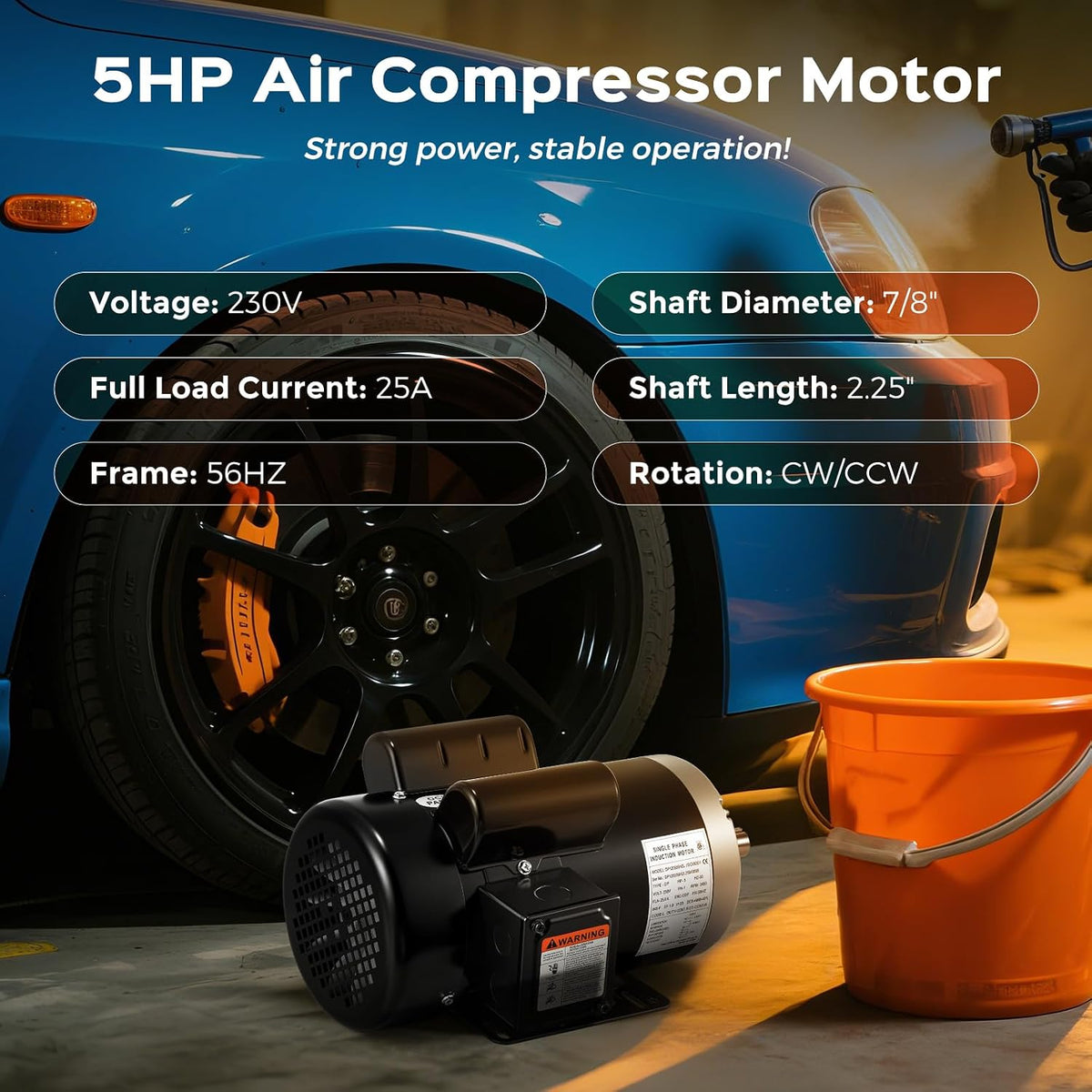 Bonvoisin 5HP Air Compressor Motor Single Phase Electric Motor