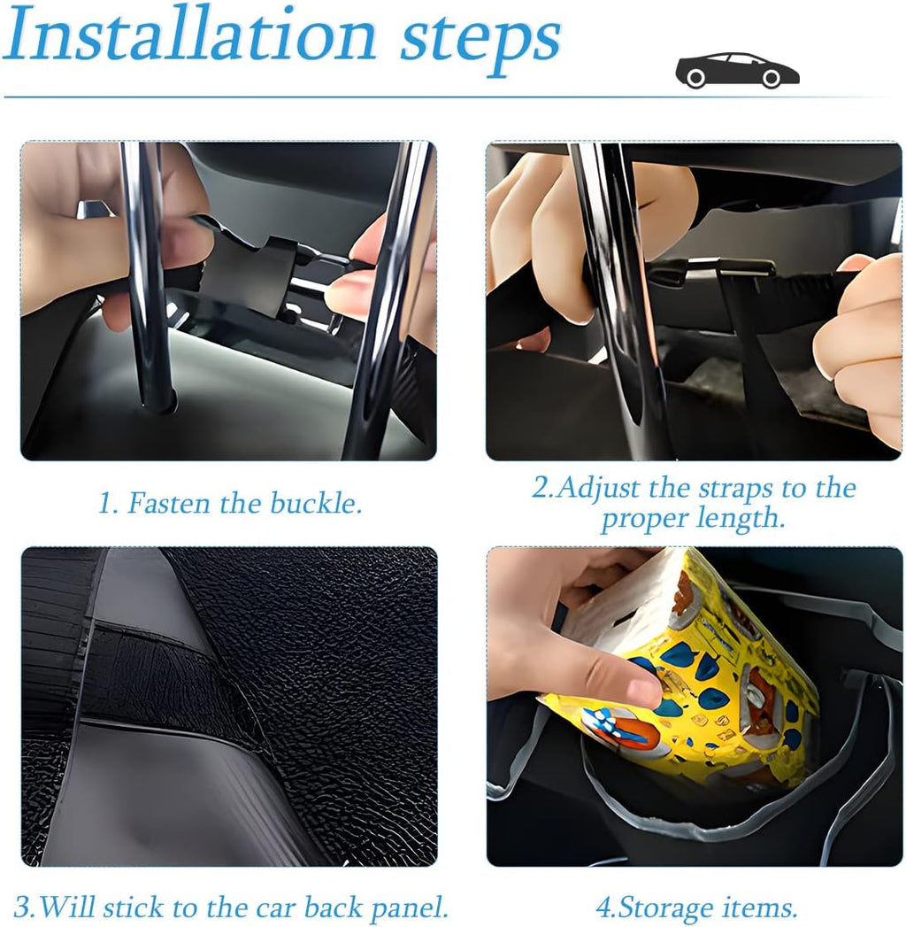 Car Trunk Organizer, Backseat Hanging Large Storage with Adjustable Straps, Waterproof Collapsible Cargo Bag with 4