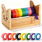 9 Pcs Cat Masking Tape Dispenser with Colored Tape,Bamboo