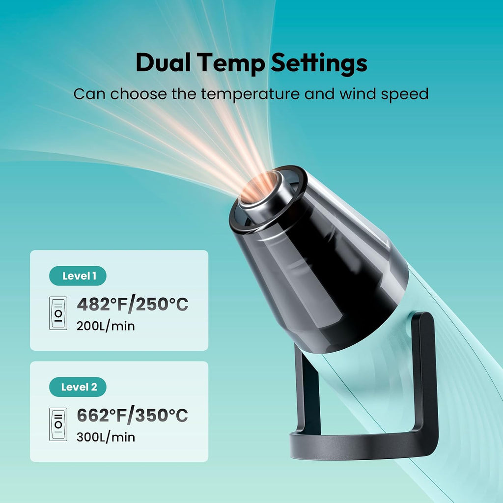 Heat Gun for Crafting, 350W Mini Heat Gun for Resin Bubbles | Fast-Heating Mini Heat Gun With Dual Temperatures, 3