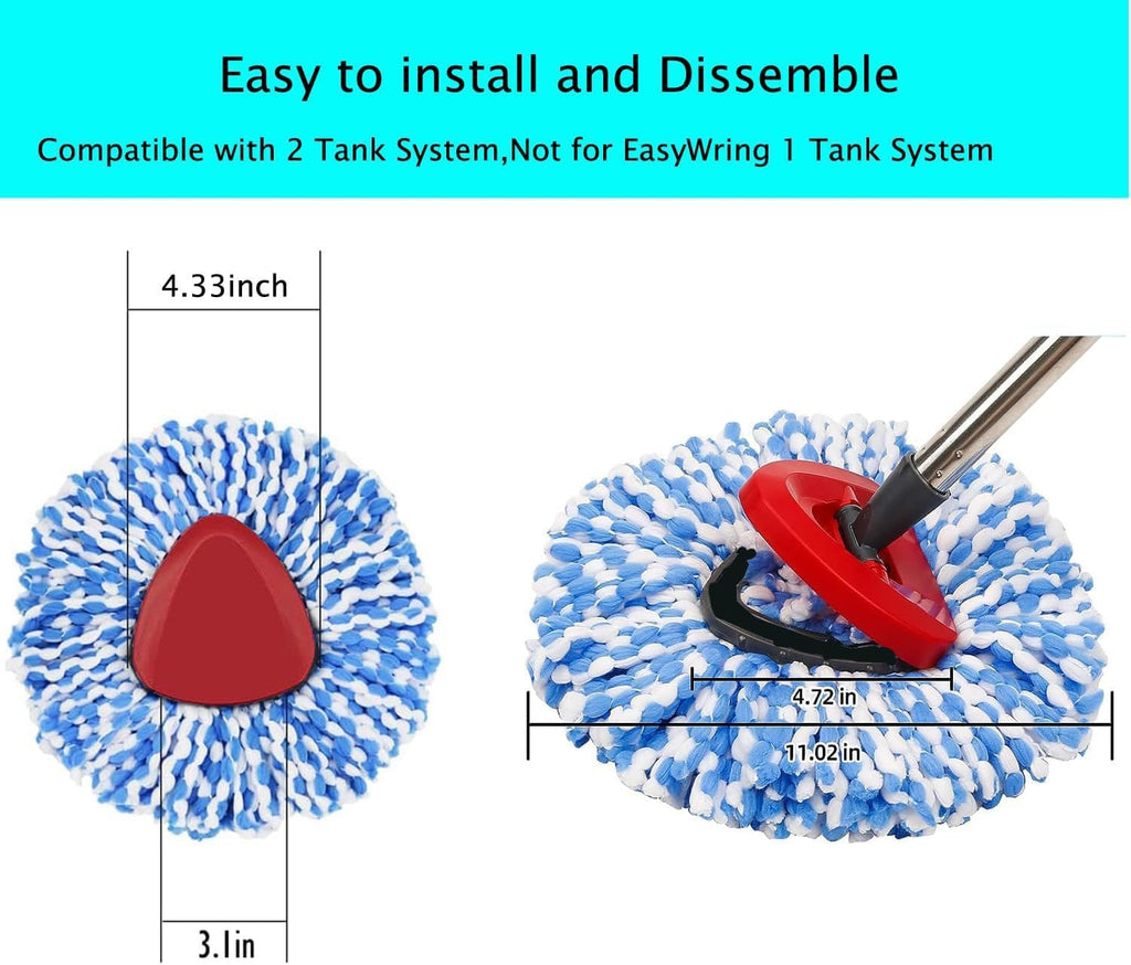 Spin Mop Replacement Heads Compatible with RinseClean 2 Tank Mop System,Microfiber Mop Refill Heads for Cleaning All