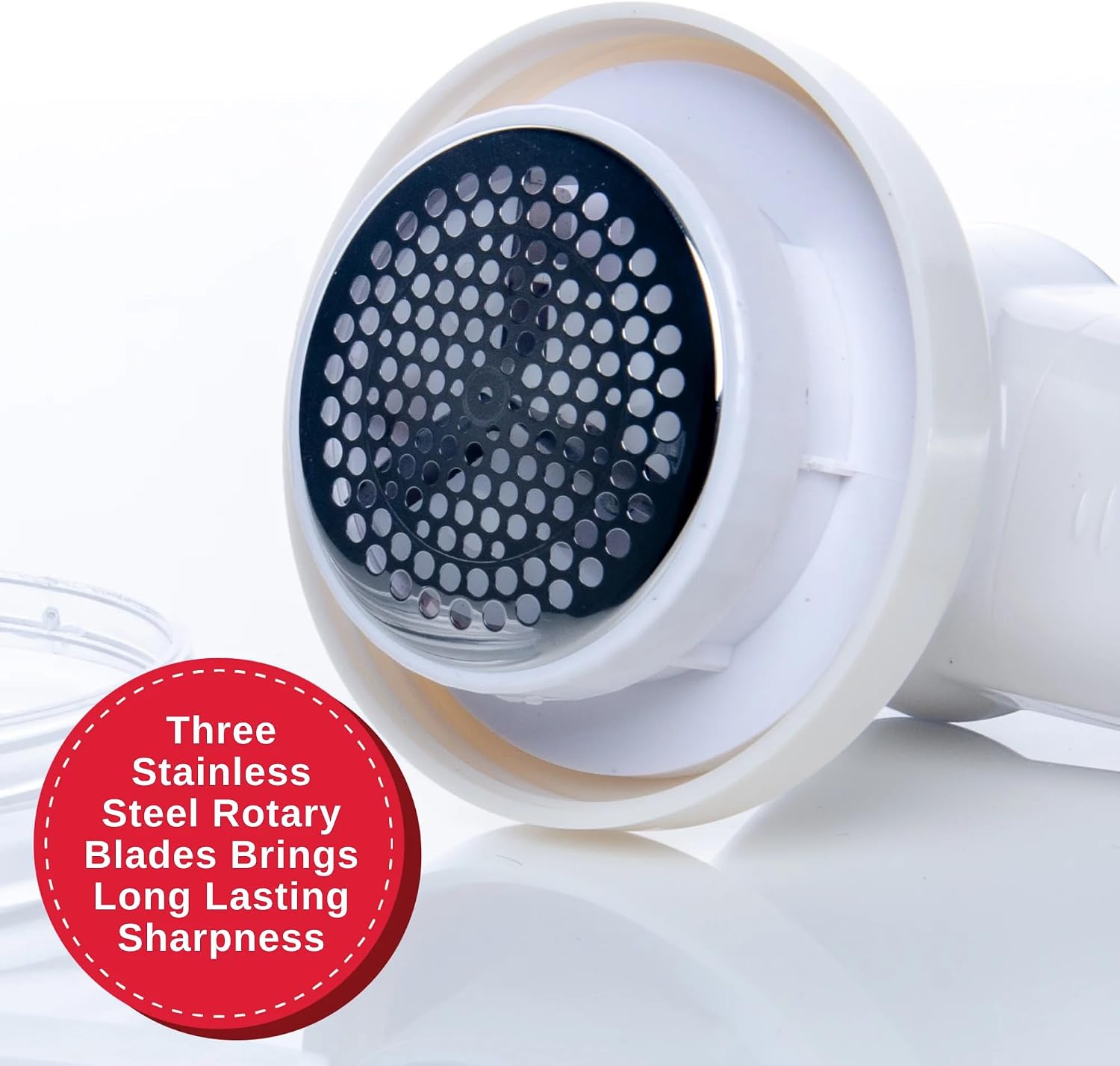 Compact & Portable Fabric Shaver and Lint Remover | Battery operated device, 3 stainless steel blades, detachable