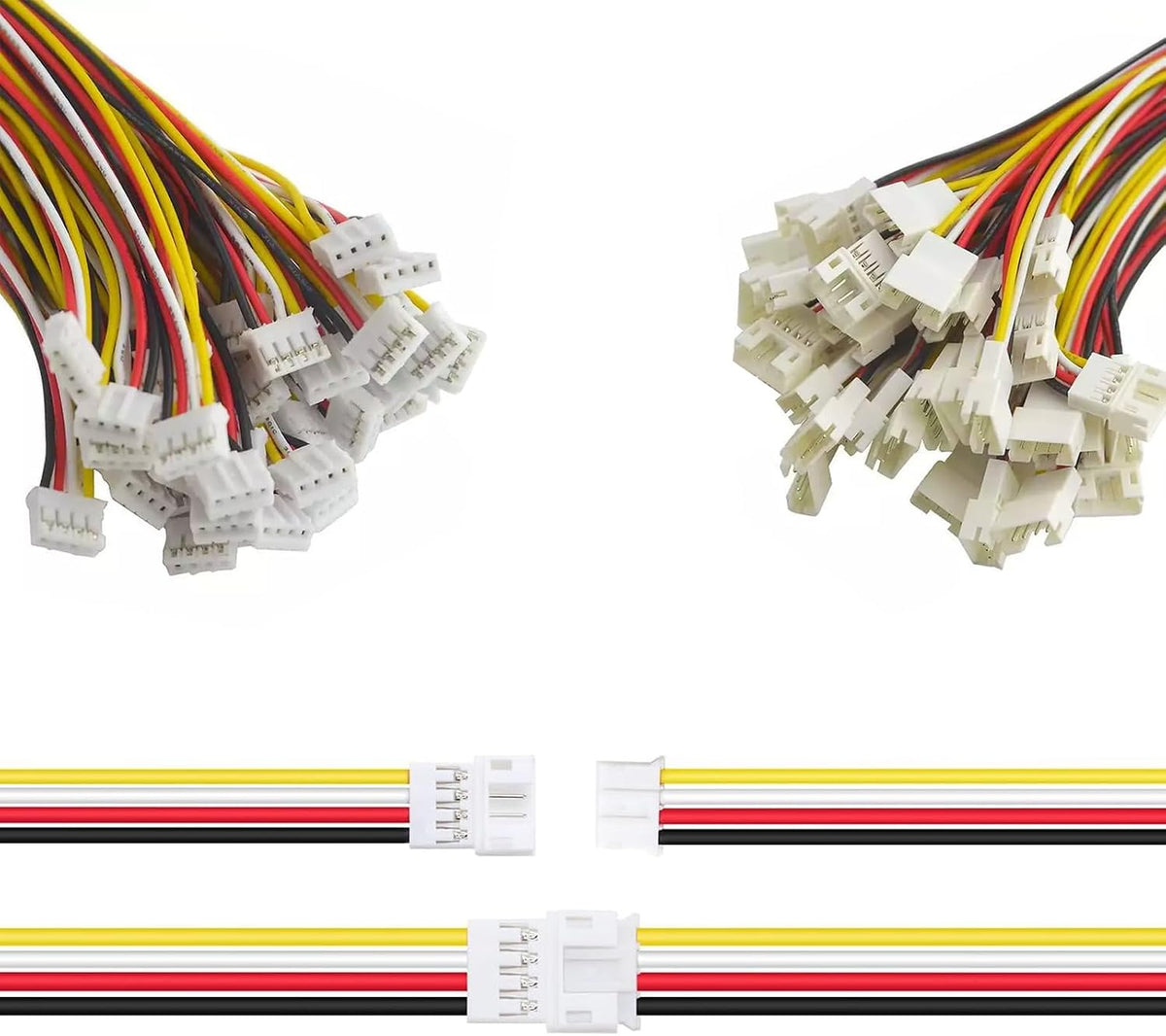 JST PH 2.0mm 4 Pin Connector, 20 PCS Male Plug and 20 PCS Female Socket, Micro Wire Connectors with 150mm Extension Cable AWG 26