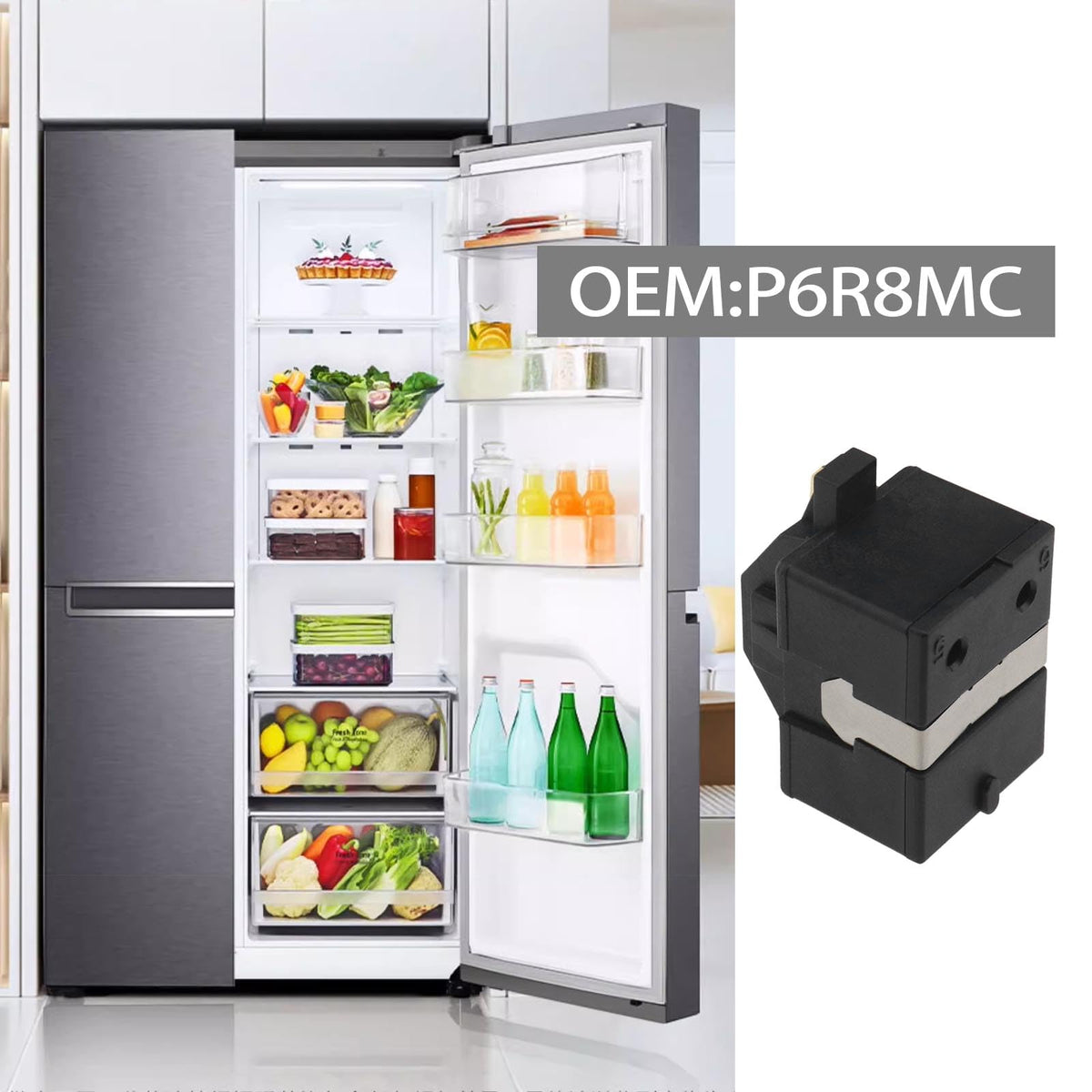 YINETTECH PTC Starter Relay Refrigerator Starter Relay P6R8MC 1 Pin Starter Relay Compatible with LG Magic Chef PTC Refrigerator Dehumidifier