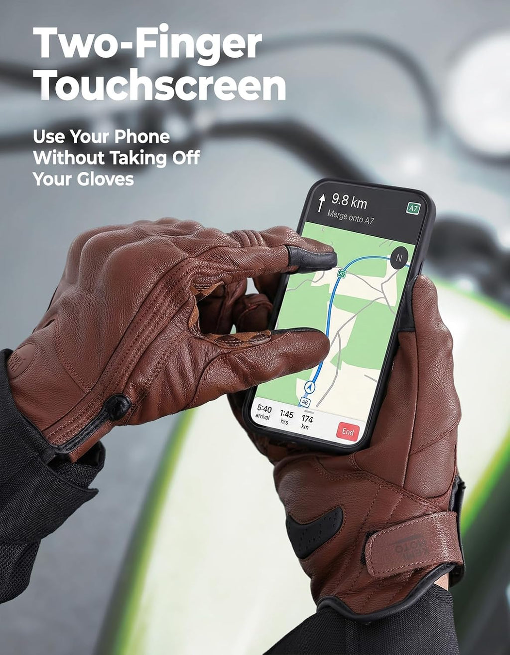 Motorcycle Gloves, Leather Motorcycle Riding Gloves for Men and Women, Touchscreen Motorbike Gloves for Motorcross