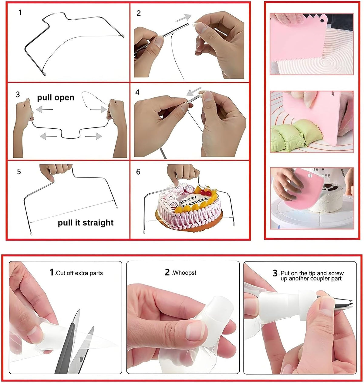 Cake Decorating Kit, 298 Pcs Baking Tools (Pink)