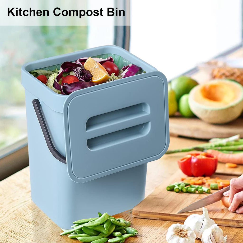 Compost Bin Kitchen, Small Compost Bin for Kitchen, Countertop Compost Bucket with Lid, Odorless Hanging Trash Can