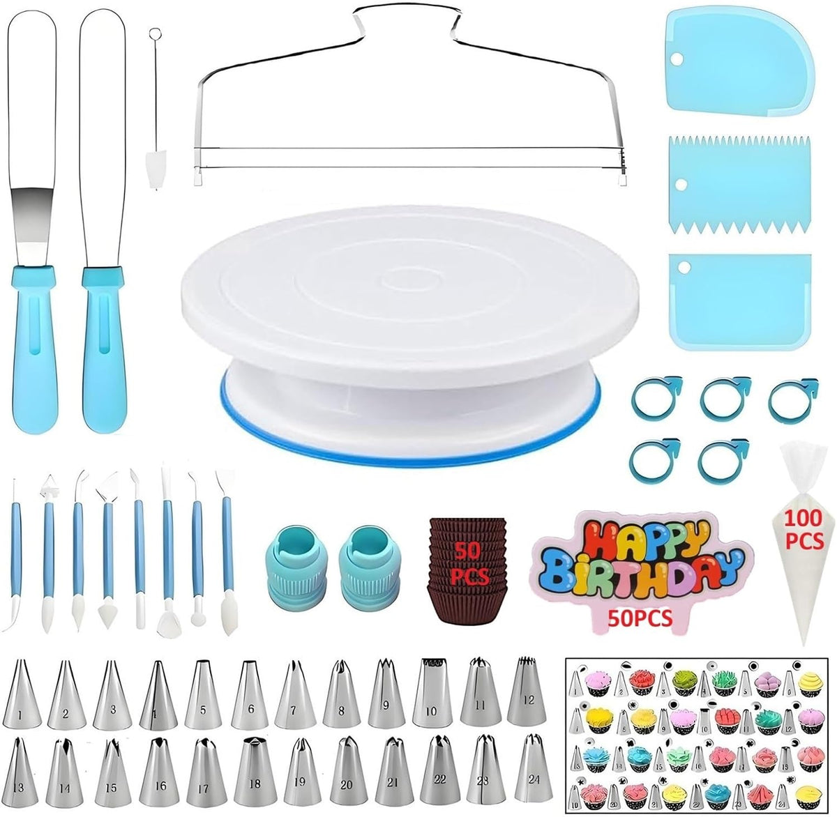 Cake Decorating Kit, 248 Pcs Baking Supplies (Blue)