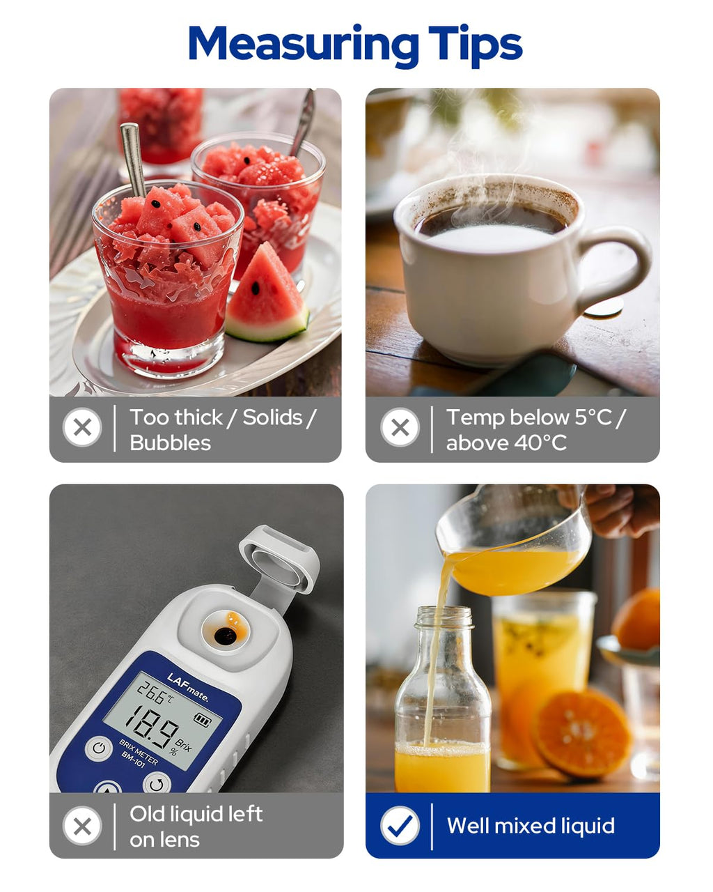 Digital Refractometer Range 0-55 BM101 Brix Refractometer ±0.2% Accuracy with ATC, IP65 Brix Meter for Juice, Wine