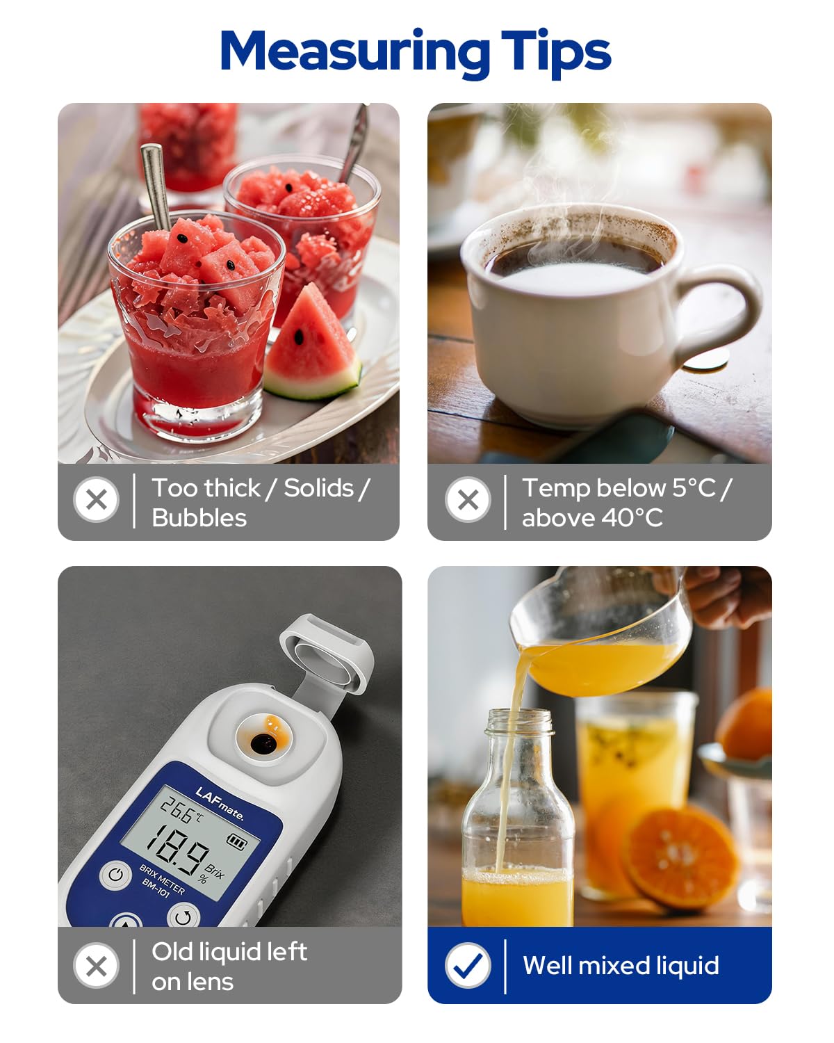 Digital Refractometer Range 0-55 BM101 Brix Refractometer ±0.2% Accuracy with ATC, IP65 Brix Meter for Juice, Wine