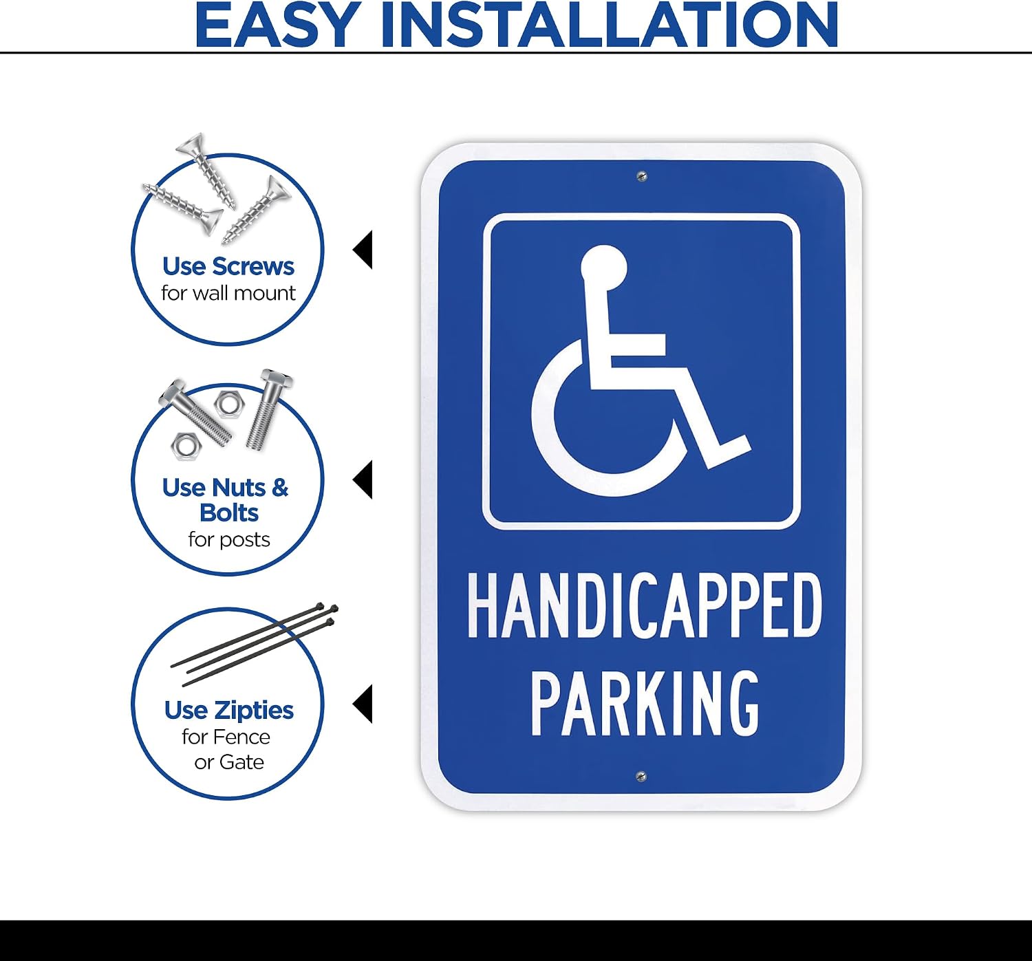4-Pack Handicapped Parking Sign 12x18 Engineer Grade Aluminum | Engineer Grade - Rust Free - Weatherproof - UV Coated
