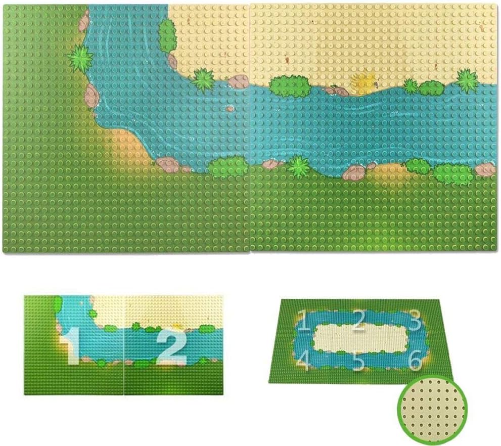Grassland Rivers Pattern Baseplate 10" x 10" - Building Brick Base Plate Perfect Combination with Major Brands,for