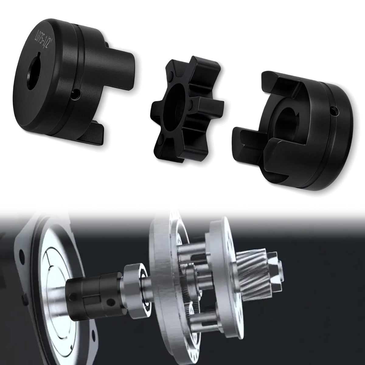 1/2" to 3/4" L075 Flexible L-Jaw Coupling Log Splitter Pump Coupler
