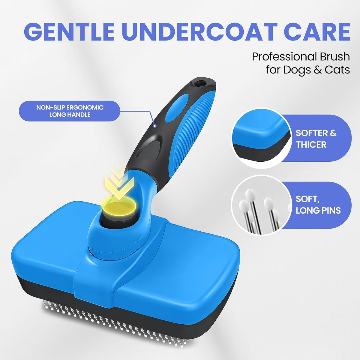 Self Cleaning Shedding Brush - 5-in-1 Professional Pet Grooming Kit Skin Friendly Grooming Tool for Dogs, Cats, and