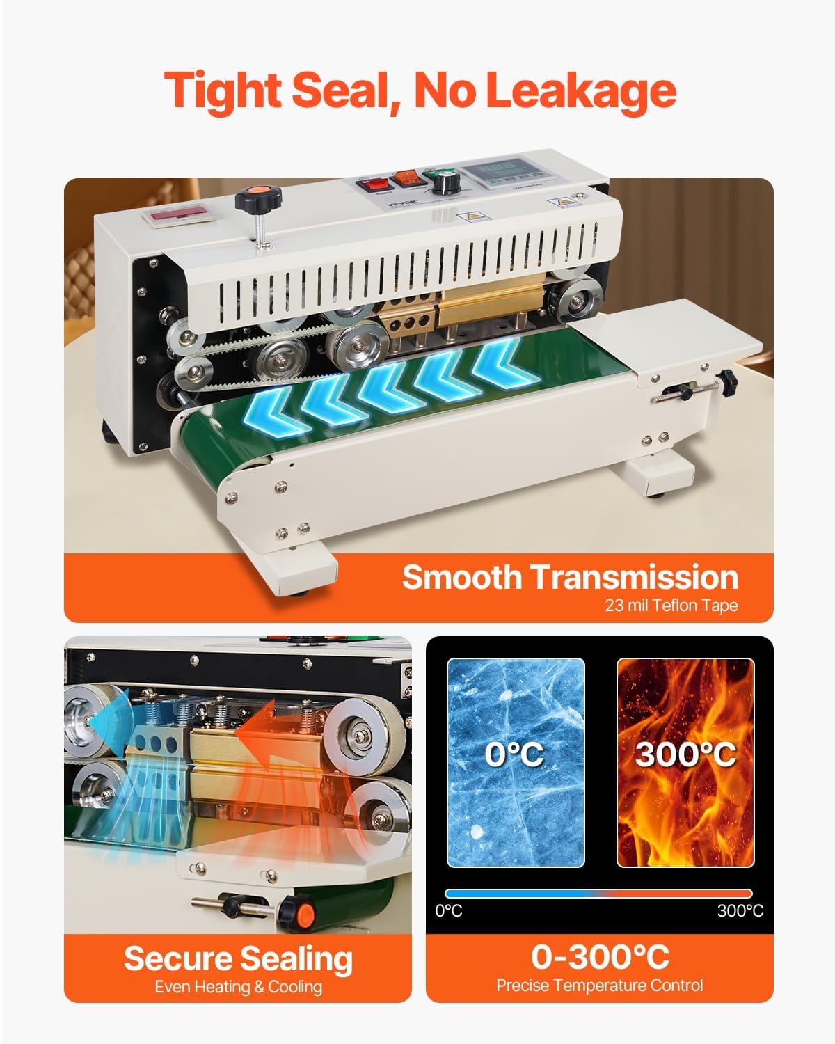 Continuous Bag Band Sealing Machine FR900K Band Sealer Machine with Digital Temperature Control Horizontal Bag Sealer