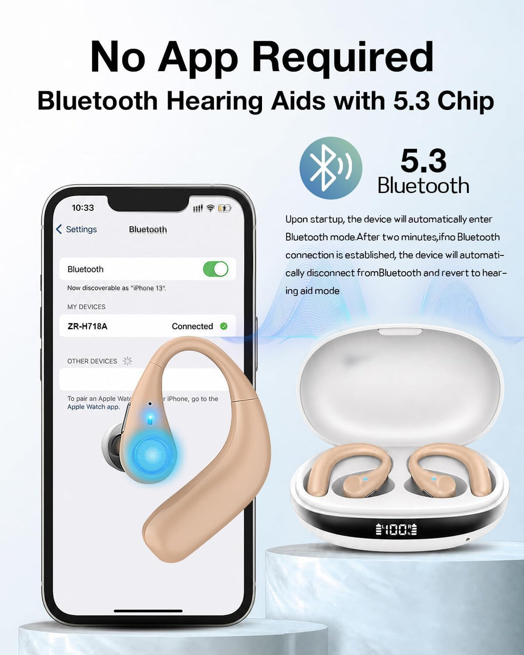 Bluetooth Hearing Aids for Seniors Rechargeable with Noise Cancelling
