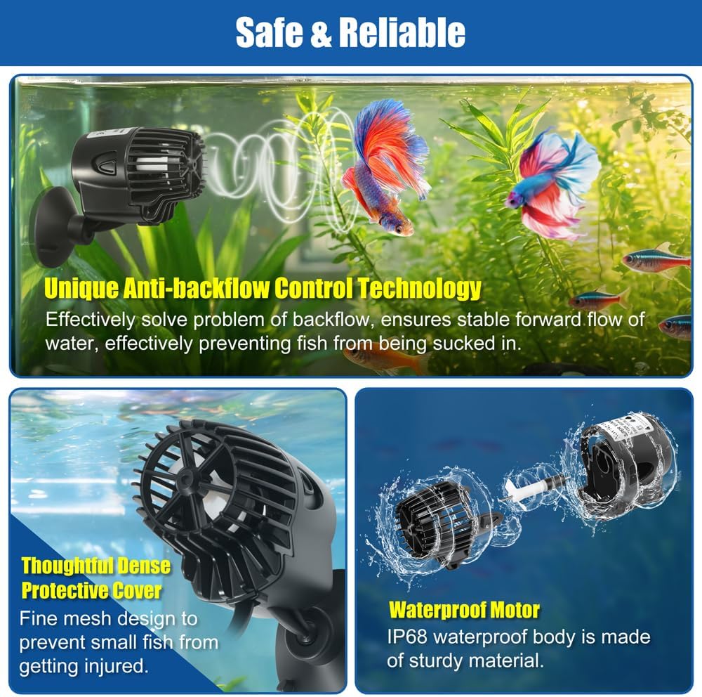 3W Aquarium Circulation Pump Mini Fish Tank Wave Maker Submersible Powerhead Quiet Water Pump With Suction Cups