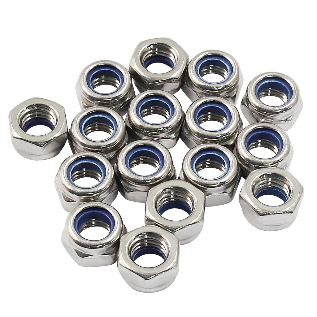Hordion 50Pcs M5-0.8mm Nylon Lock Nut, Stainless Steel Nylon Insert Locknut