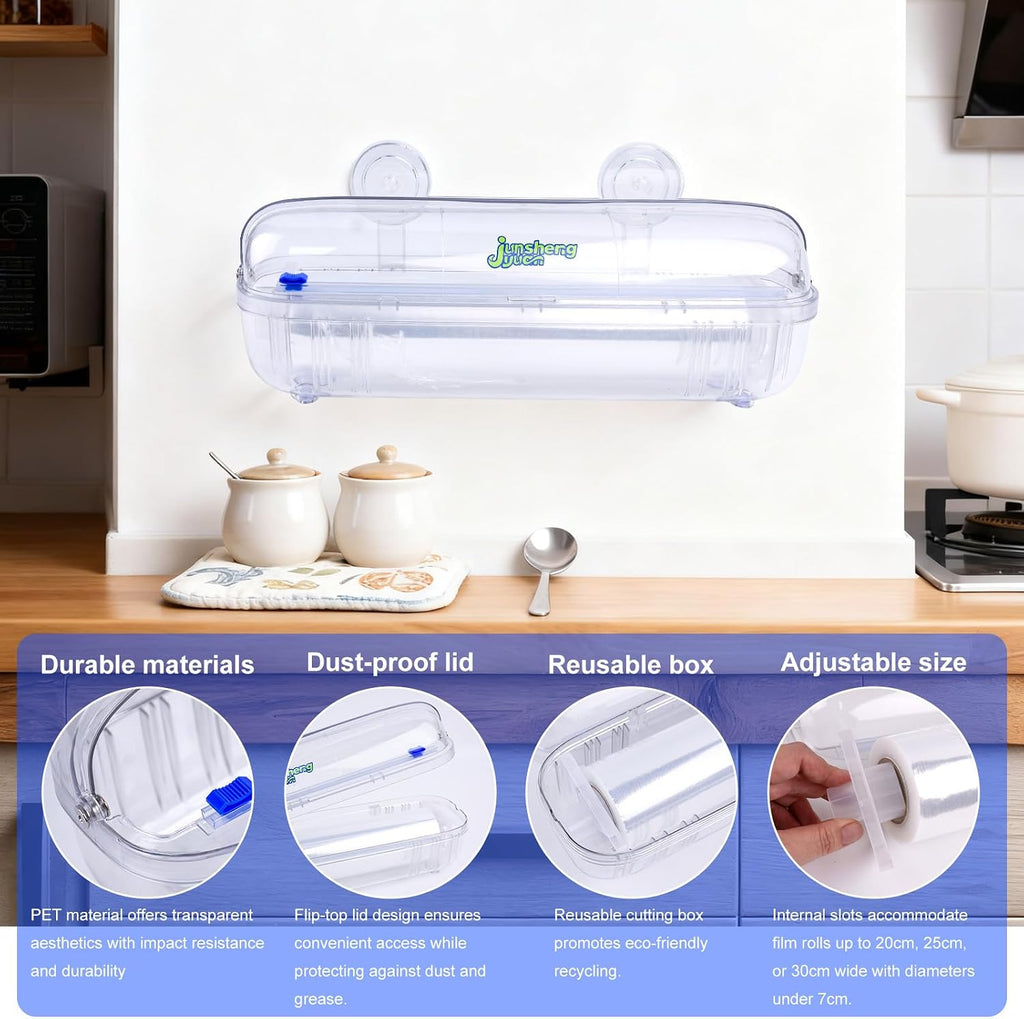 Refillable Cling Wrap Dispenser with Slide Cutting Cutter