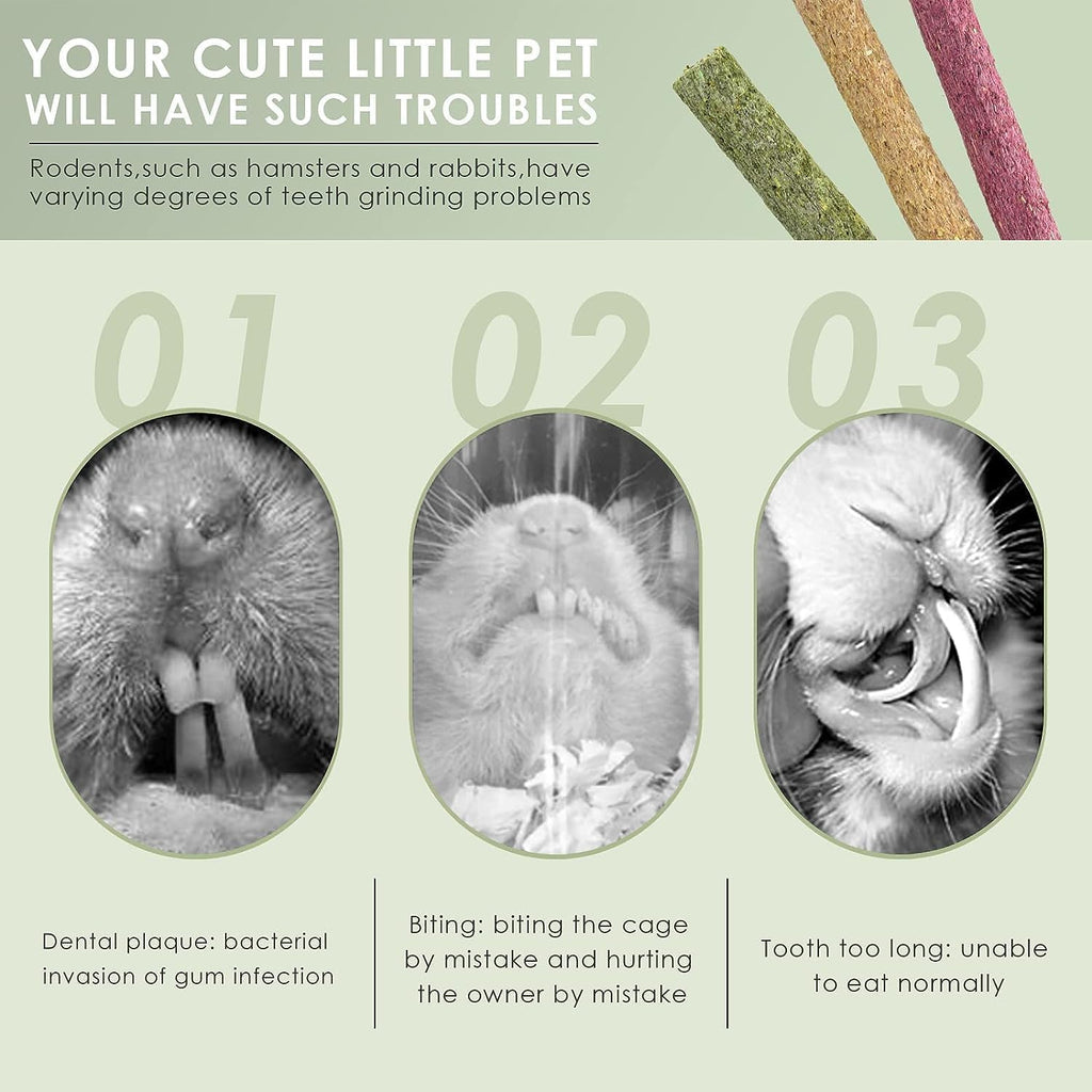 Timothy Hay Sticks,Rabbit Chew Toys for Teeth Natural Molar Sticks Rabbits Treats for Bunnies, Chinchilla Guinea