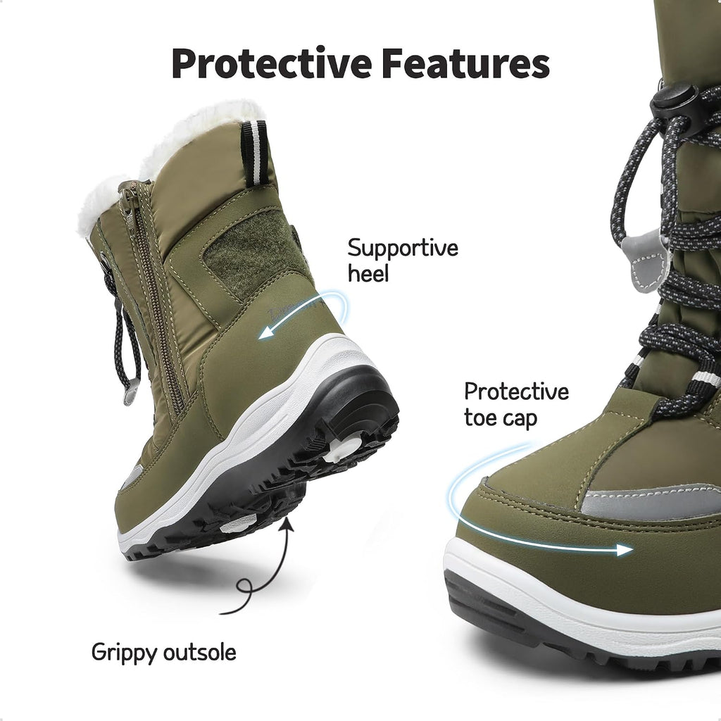 Boys Toddler Snow Boots Interchangeable Accessories Slip Resistant Faux Fur Lined Mid Calf Little Kids Winter Shoes