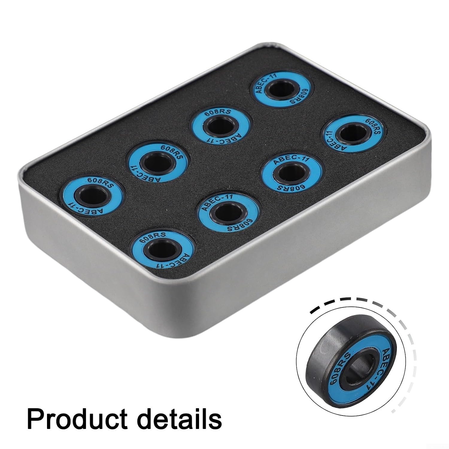 Skateboard Bearings, ABEC-11 608RS, Carbon Steel, Rubber Shield, Skateboards, Longboards, Roller Skates, Kick